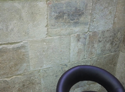 Kronos limestone cladding on the walls of a villa entrance